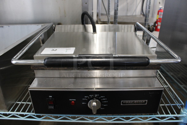 Chef-built Stainless Steel Commercial Countertop Panini Press w/ Thermostatic Controls. 16x19x9. Tested and Working!