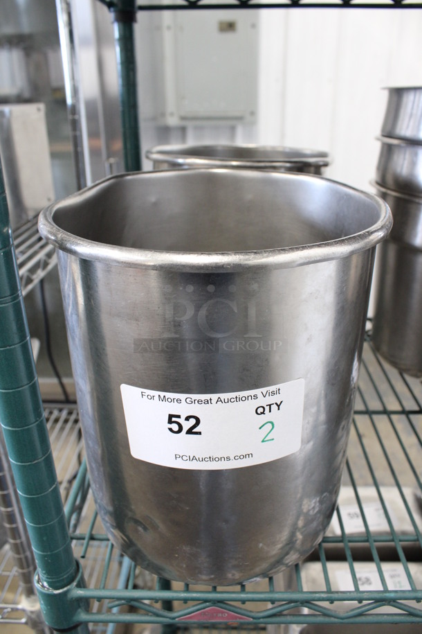 2 Stainless Steel Cylindrical Bins. 9x9x10. 2 Times Your Bid!