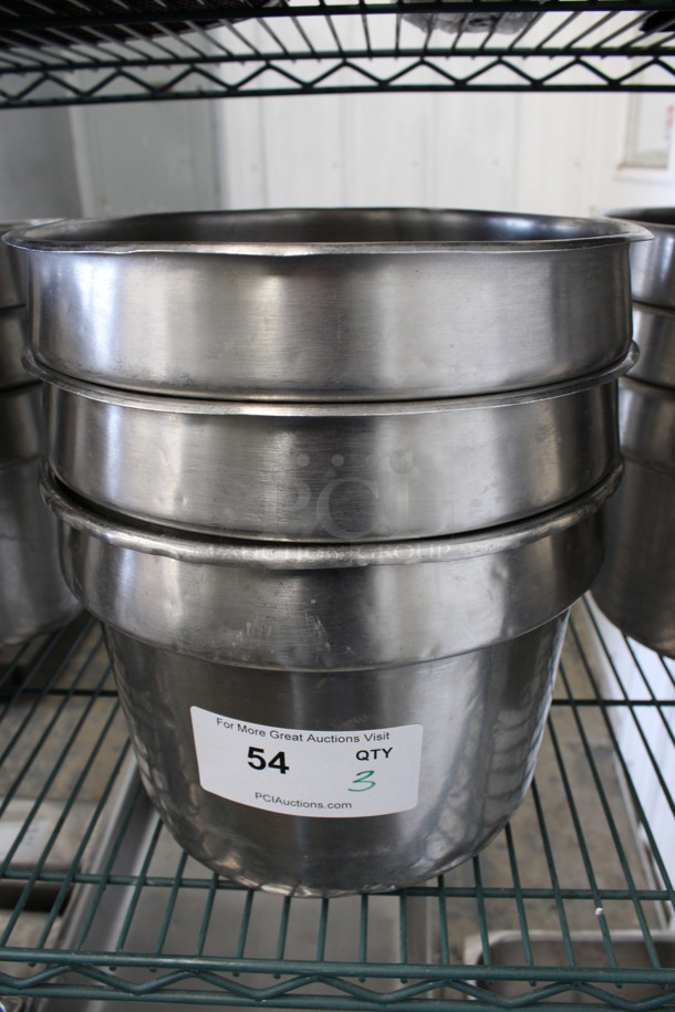 3 Stainless Steel Cylindrical Bins. 11x11x9. 3 Times Your Bid!