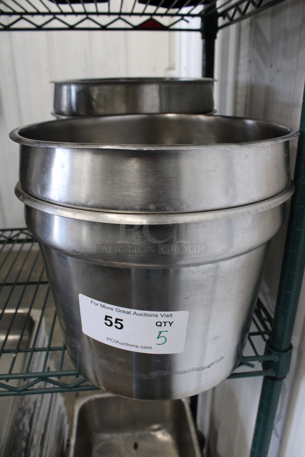 5 Stainless Steel Cylindrical Bins. 11x11x9. 5 Times Your Bid!
