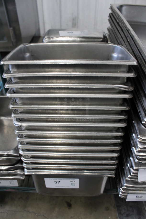 12 Stainless Steel 1/4 Size Drop In Bins. 1/4x6. 12 Times Your Bid!