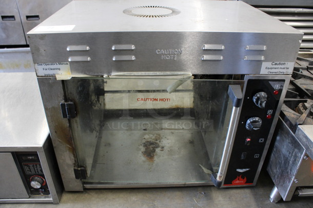 Vollrath Cayenne Model CGA 8008 Stainless Steel Commercial Countertop Electric Powered Rotisserie Oven Merchandiser w/ Thermostatic Controls. 230 Volts, 1 Phase. 29x20x25