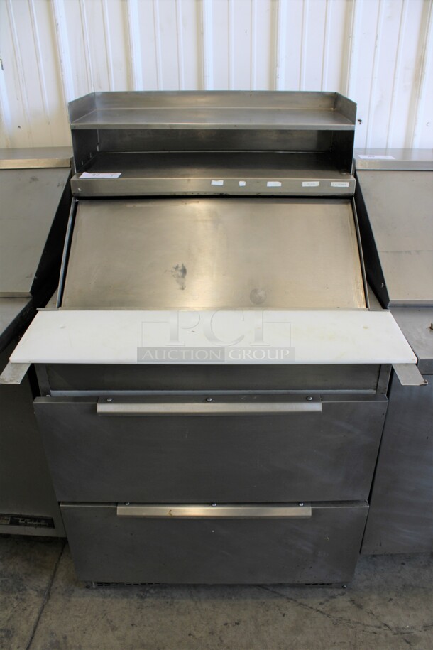 Randell Stainless Steel Commercial Sandwich Salad Prep Table Bain Marie Mega Top w/ 2 Drawers on Commercial Casters. 115 Volts, 1 Phase. 28x37x54. Tested and Working!