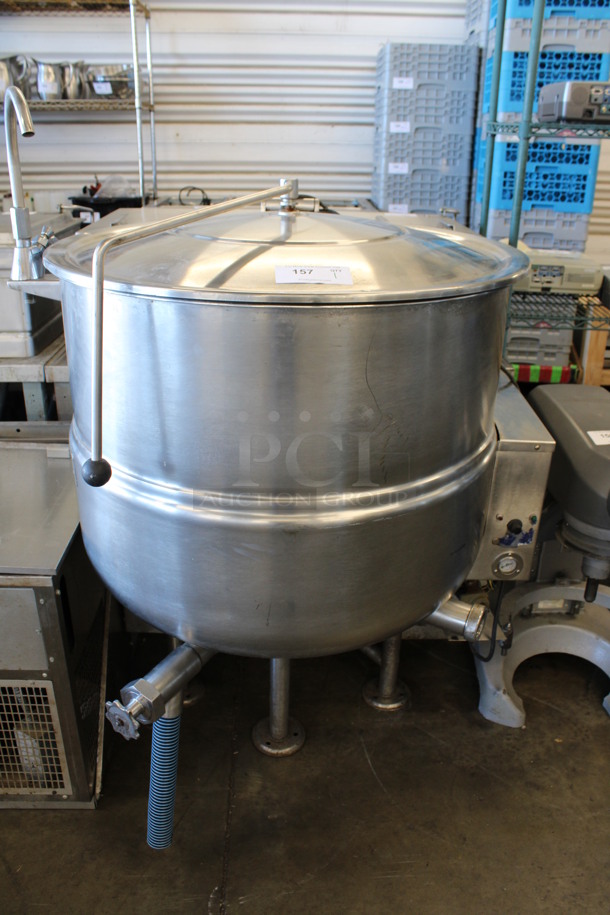 Cleveland Model KGL60 Stainless Steel Commercial Floor Style Natural Gas Powered 60 Gallon Steam Kettle. 42x42x54