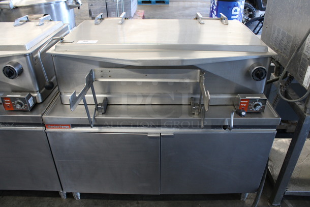 Market Forge Model 1800 Stainless Steel Commercial Floor Style Tilting Braising Pan w/ Thermostatic Controls. 480 Volts, 3 Phase. 48x34x44