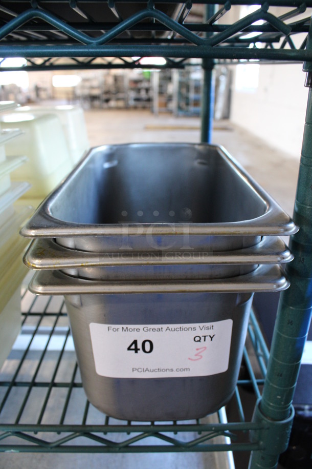 3 Stainless Steel 1/3 Size Drop In Bins. 1/3x6. 3 Times Your Bid!
