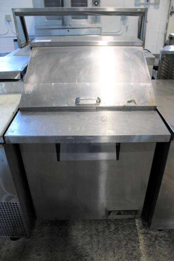 2014 True Model TSSU-27-12M-C Stainless Steel Commercial Sandwich Salad Prep Table Bain Marie Mega Top on Commercial Casters. 115 Volts, 1 Phase. 27.5x34x46.5. Tested and Powers On But Does Not Get Cold