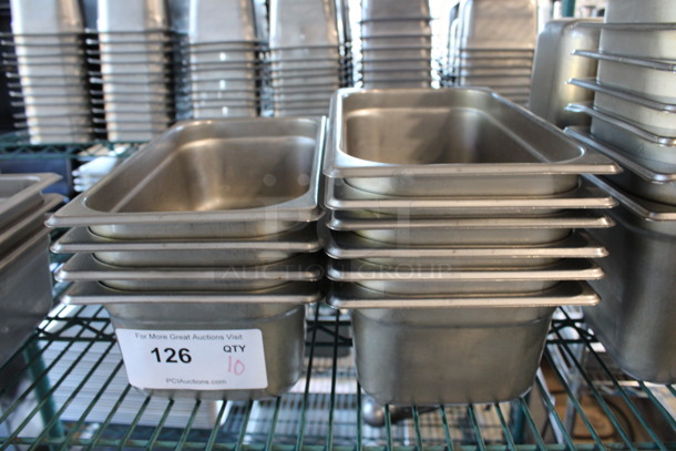 10 Stainless Steel 1/3 Size Drop In Bins. 1/3x4. 10 Times Your Bid!