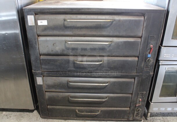 2 Blodgett Model 981 Metal Commercial Natural Gas Powered Double Deck Pizza Ovens. 60x38x63. 2  Times Your Bid!