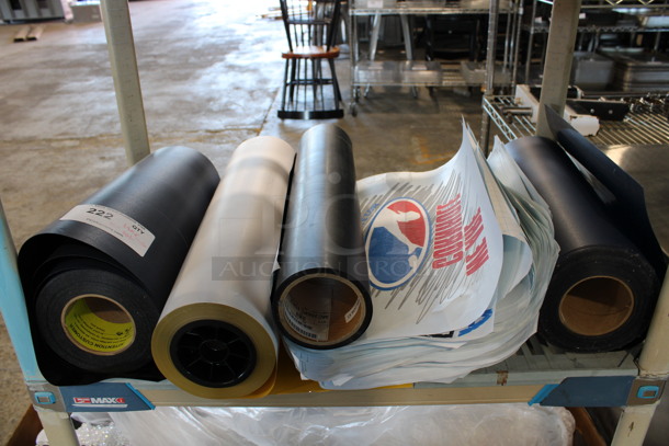 ALL ONE MONEY! Lot of Various Items Including 4 Rolls of Vinyl and Heat Transfer Sheets w/ Logos!