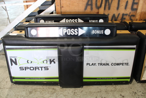 2 Wooden and Poly Portable Scoreboards on Casters. 77x18x40. 2 Times Your Bid!