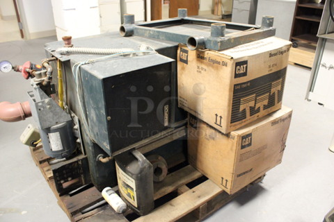 Simplx Model SFT Green Metal Diesel Day Tank w/ 2 Boxes of Diesel Engine Oil. 34x24x58. (Room 130)