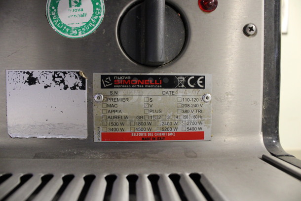 Nuova Simonelli Model Premier Stainless Steel Commercial Countertop 2 Group Espresso Machine w/ 2 Steam Wands and 3 Portafilters. 208-240 Volts, 1 Phase. 25x21x22. (Room 130) - Image 3 of 7