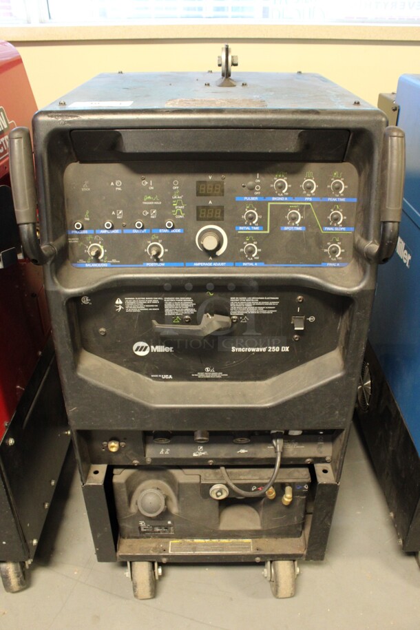 Miller Syncrowave 250 DX Metal Floor Style TIG Welding Machine on Commercial Casters. 115 Volts, 1 Phase. 28x42x50. (Room 130) - Image 1 of 7