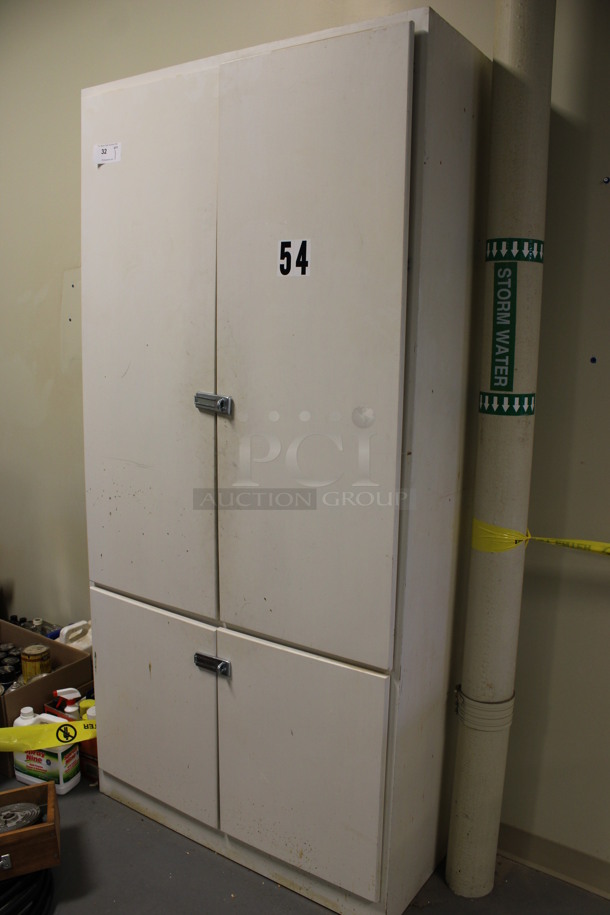 Wooden 4 Door Cabinet. 42x20x86. (Room 130) - Image 2 of 6