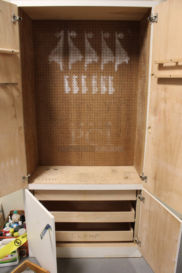 Wooden 4 Door Cabinet. 42x20x86. (Room 130) - Image 4 of 6