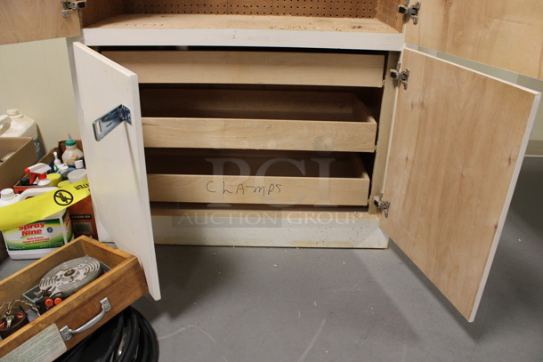 Wooden 4 Door Cabinet. 42x20x86. (Room 130) - Image 6 of 6