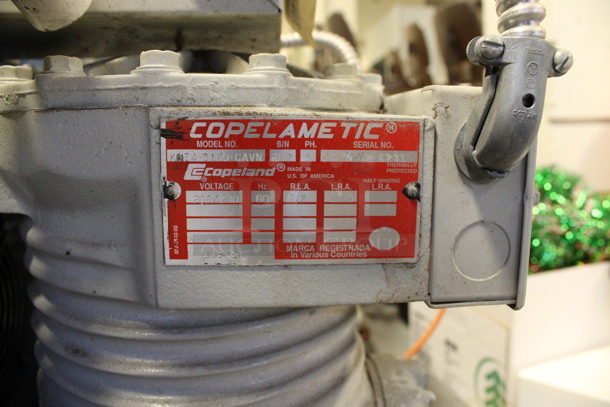 Turbine Industries Blue Metal Commercial Air Compressor. 208/230 Volts, 1 Phase. 48x20x35. (Room 130) - Image 4 of 11