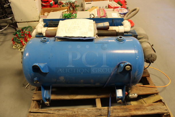 Turbine Industries Blue Metal Commercial Air Compressor. 208/230 Volts, 1 Phase. 48x20x35. (Room 130) - Image 6 of 11