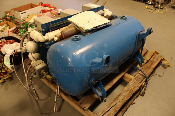 Turbine Industries Blue Metal Commercial Air Compressor. 208/230 Volts, 1 Phase. 48x20x35. (Room 130) - Image 7 of 11