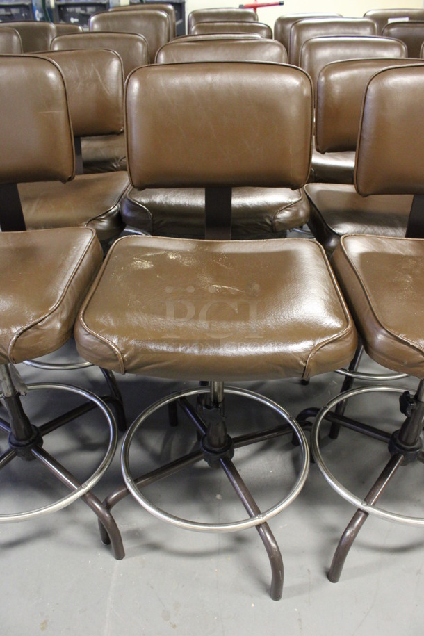 6 Bar Height Chairs w/ Brown Backrest and Seat Cushion and Footrest Bar. 18x19x37. 6 Times Your Bid! (Room 130) - Image 2 of 4