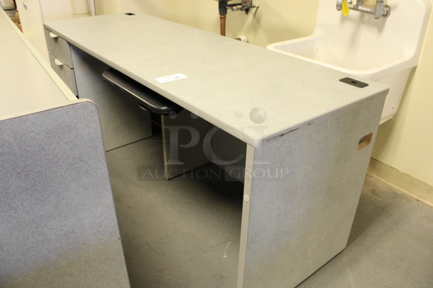 ALL ONE MONEY! Lot of 2 Gray Desk Pieces; Desk w/ 3 Drawer Filing Cabinet and Hutch! 72x24x29, 71x15.5x34.5. (Room 130) - Image 3 of 5