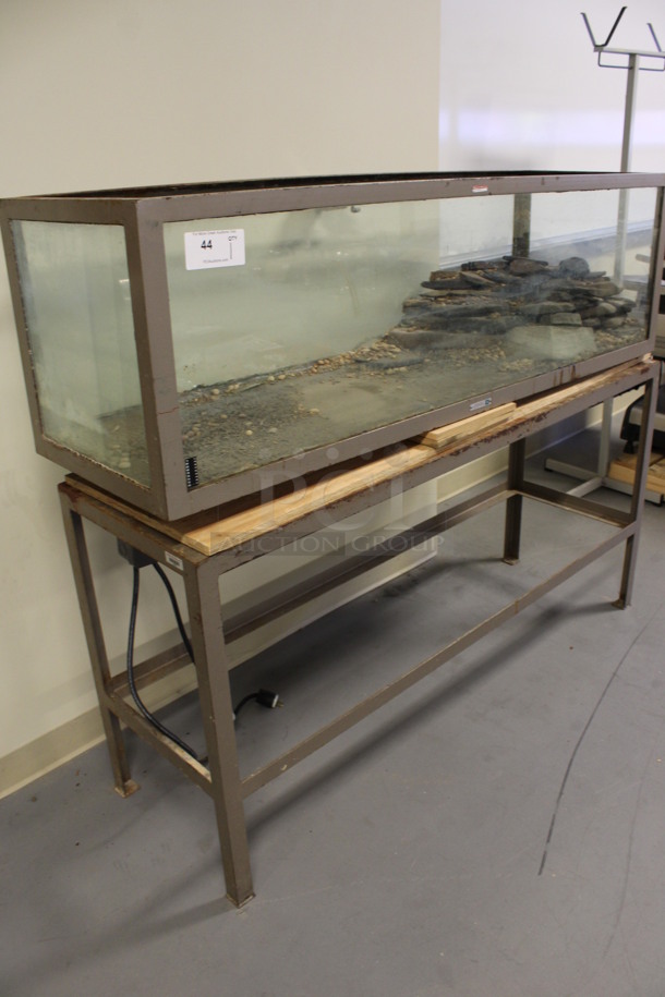 Brown Metal Countertop Reptile Tank on Brown Metal Table. 60x18x50. Tank: 60x18x18. (Room 130) - Image 2 of 7