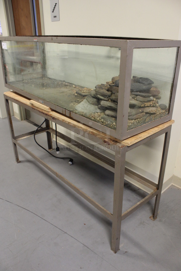Brown Metal Countertop Reptile Tank on Brown Metal Table. 60x18x50. Tank: 60x18x18. (Room 130) - Image 5 of 7
