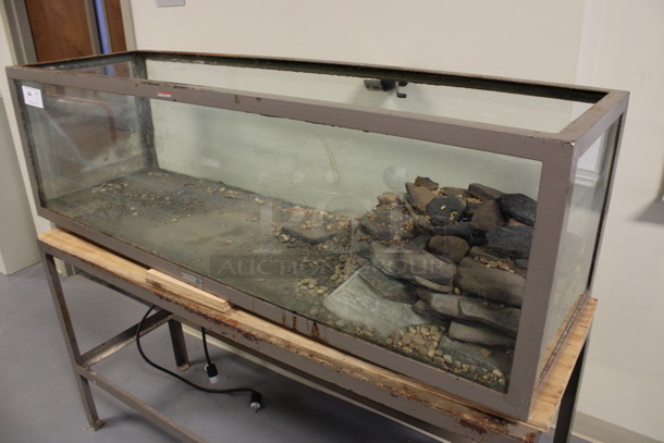 Brown Metal Countertop Reptile Tank on Brown Metal Table. 60x18x50. Tank: 60x18x18. (Room 130) - Image 6 of 7