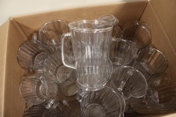 ALL ONE MONEY! Lot of Approximately 27 Clear Poly Pitchers! Includes 7.5x5.5x9. (Room 130)