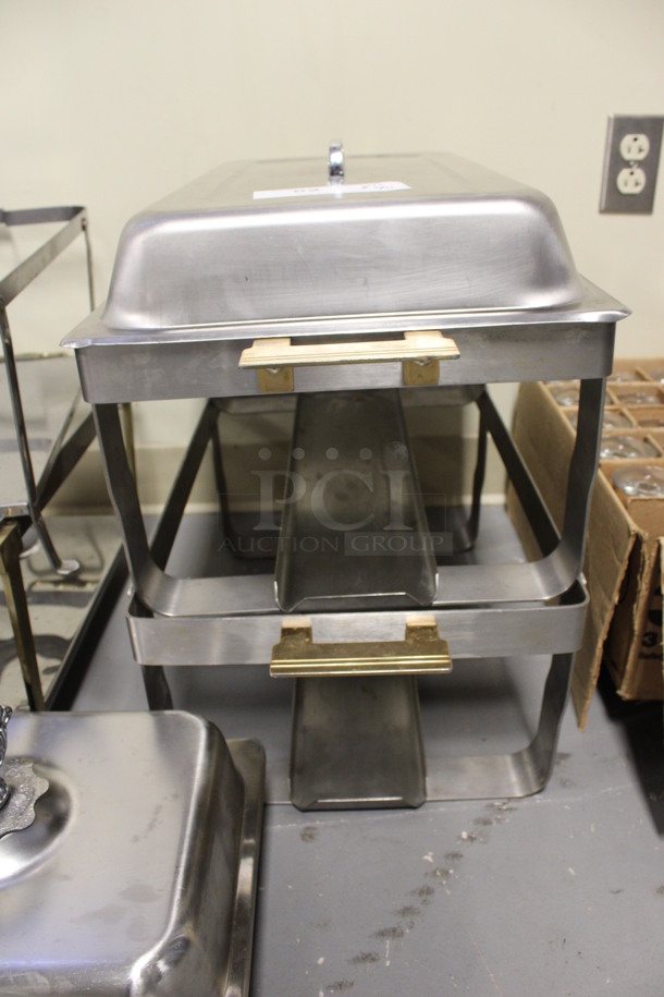 ALL ONE MONEY! Lot of 4 Various Full Size Metal Chafing Dishes w/ 1 Lid. Comes w/ Half Size Bin and Lid. Includes 14x25x9. (Room 130) - Image 2 of 3