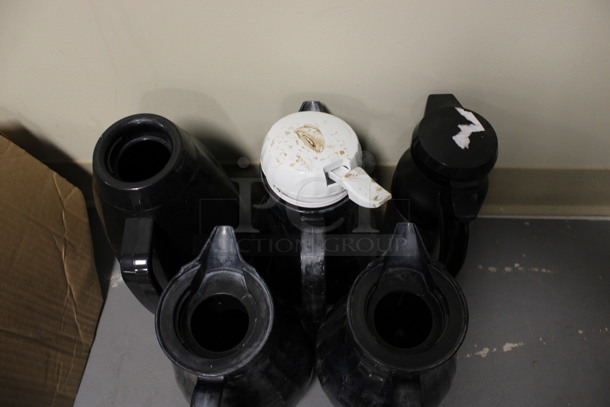 ALL ONE MONEY! Lot of 5 Various Black Poly Coffee Urns, Clear Tray, Wooden Tray and Metal Bowl! (Room 130) - Image 4 of 4