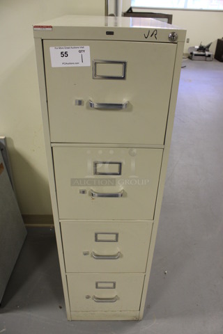 Hon Tan Metal 4 Drawer Filing Cabinet. 15x26x52. (Room 130)