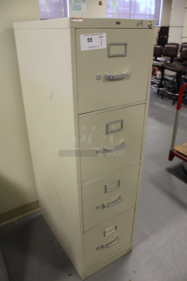 Hon Tan Metal 4 Drawer Filing Cabinet. 15x26x52. (Room 130) - Image 3 of 7