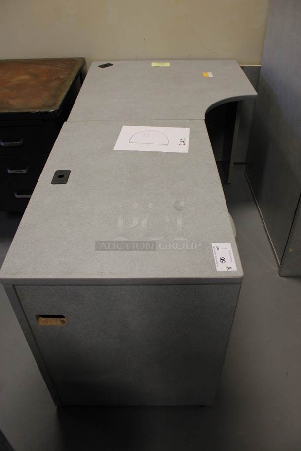 Gray L Shaped Desk Set Up w/ Hutch, 3 Drawer Filing Cabinet and 2 Drawer Filing Cabinet. 85x74x67. (Room 130) - Image 4 of 5