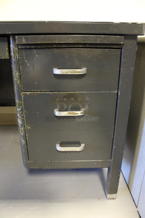 Metal Desk w/ Wood Pattern Desktop and 6 Drawers. 60x34x31. (Room 130) - Image 2 of 8