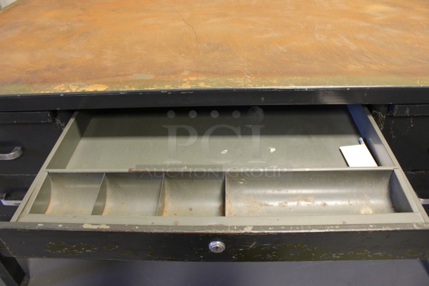 Metal Desk w/ Wood Pattern Desktop and 6 Drawers. 60x34x31. (Room 130) - Image 7 of 8