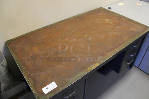 Metal Desk w/ Wood Pattern Desktop and 6 Drawers. 60x34x31. (Room 130) - Image 8 of 8