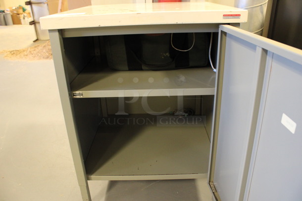 Gray Metal Counter w/ Door and Shelf. 21x21x28. (Room 130) - Image 4 of 4