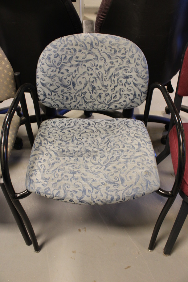 ALL ONE MONEY! Lot of 3 Various Chairs; Tan Patterned, Blue Patterned and Maroon. Includes 19x18x32. (Room 130) - Image 3 of 5