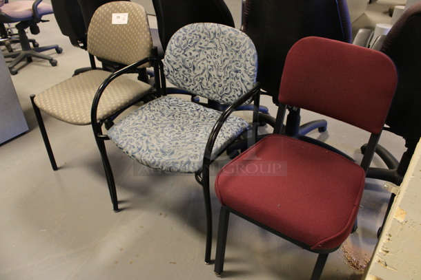 ALL ONE MONEY! Lot of 3 Various Chairs; Tan Patterned, Blue Patterned and Maroon. Includes 19x18x32. (Room 130) - Image 5 of 5