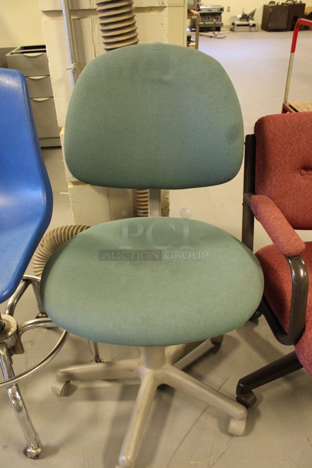 ALL ONE MONEY! Lot of 5 Various Office Chairs on Casters; Pink, Tan, Blue, Green and Maroon. Includes 24x29x38. (Room 130) - Image 4 of 6