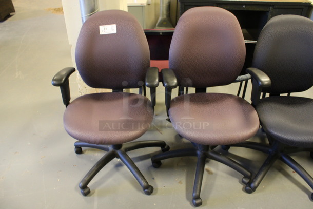 ALL ONE MONEY! Lot of 6 Various Office Chairs on Casters; 3 Purple and 3 Gray. Includes 23x21x39, 20x21x39. (Room 130) - Image 2 of 3