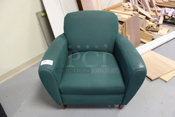 Green Chair w/ Arm Rests. 36x33x34. (Room 130)