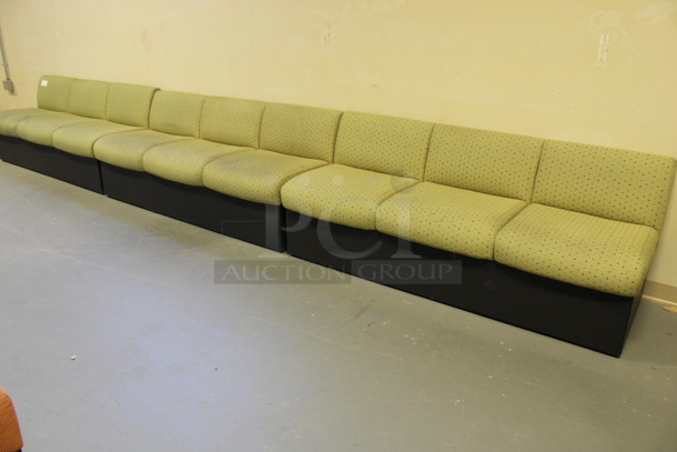 ALL ONE MONEY! Lot of 3 Green Patterned Cushioned 3 Person Benches! 72x28x30. (Room 130) - Image 5 of 6