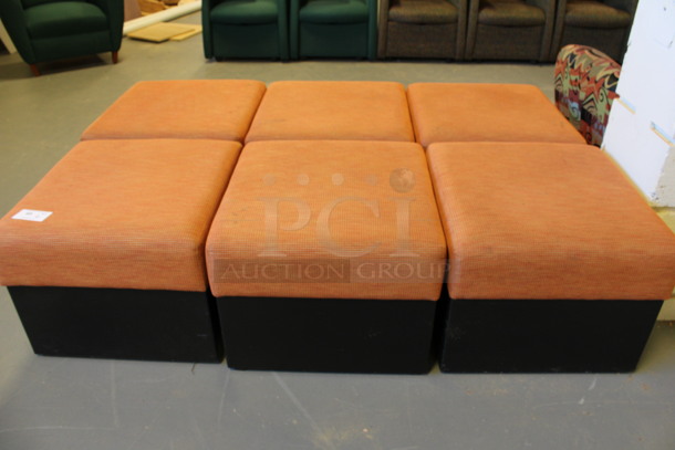 ALL ONE MONEY! Lot of 6 Orange Cushioned Seats! 25x26x19. (Room 130)