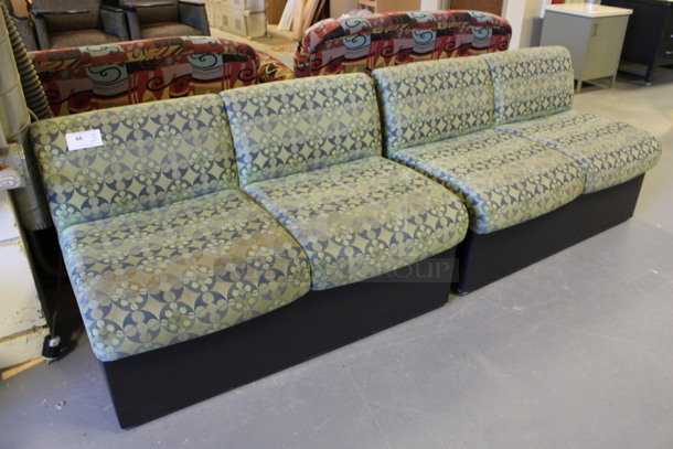 ALL ONE MONEY! Lot of 2 Green Patterned Cushioned 2 Person Benches! 48x28x30. (Room 130)