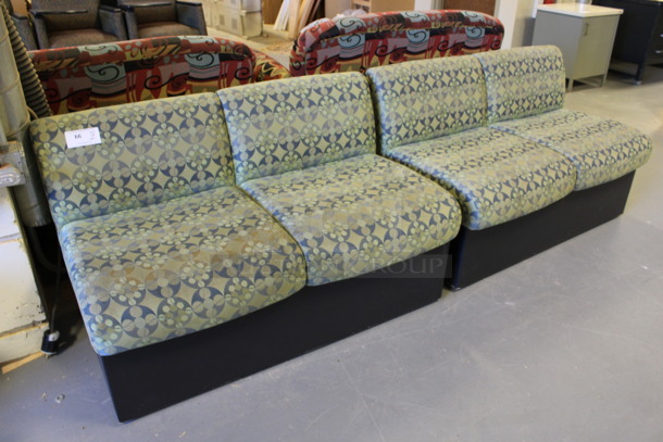ALL ONE MONEY! Lot of 2 Green Patterned Cushioned 2 Person Benches! 48x28x30. (Room 130) - Image 1 of 4