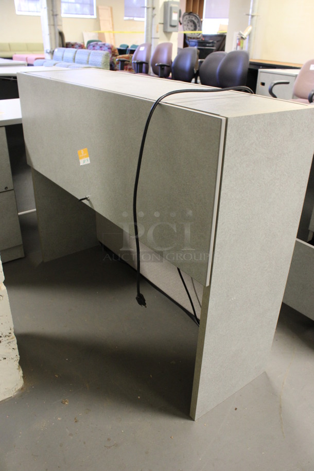 Gray L Shaped Desk Set Up w/ Hutch, 3 Drawer Filing Cabinet and 2 Drawer Filing Cabinet. 85x74x67. (Room 130) - Image 2 of 4