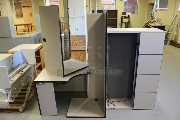 ALL ONE MONEY! Lot of 4 Various Gray Desk Pieces; 3 Desk Pieces and Hutch. Includes 108x72x67. (Room 130) - Image 1 of 6